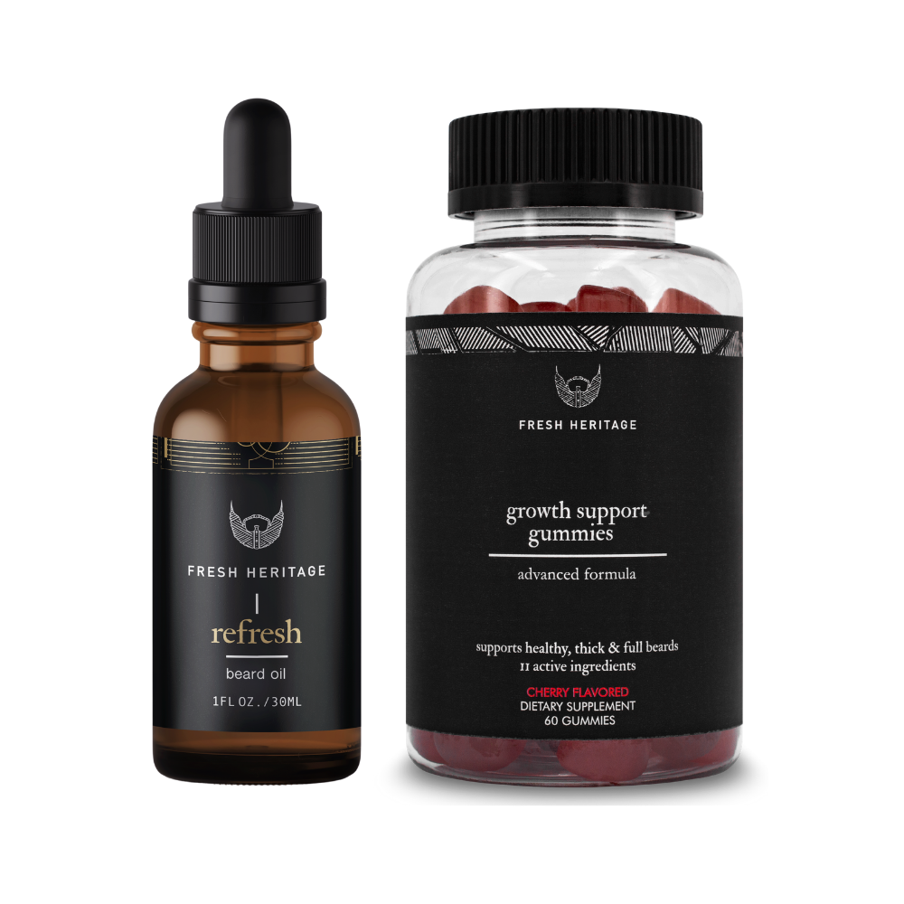Beard Oil & Gummy Vitamins - Faster Beard Growth & Grooming Bundle