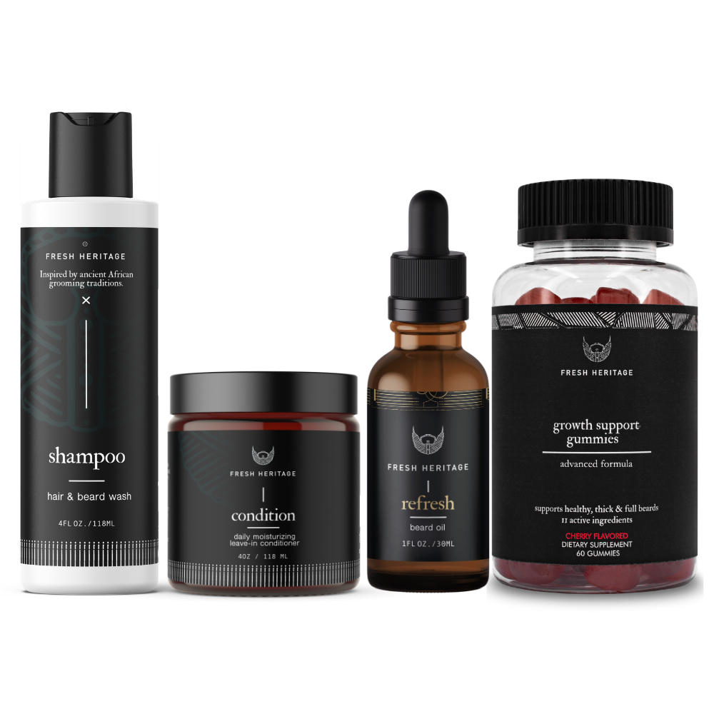 Beard Growth Kit - Beard Wash + Conditioner + Beard Oil + Beard Shampoo & Gummy Vitamins