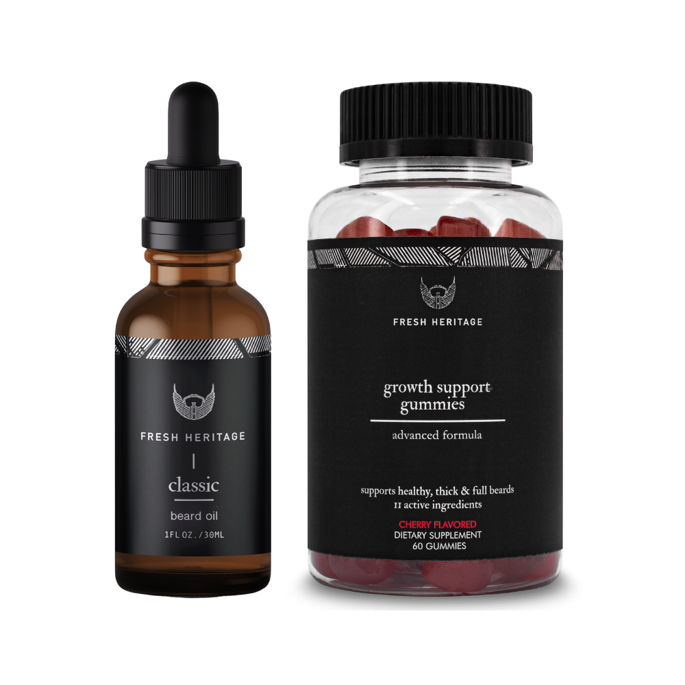 Beard Oil & Gummy Vitamins - Faster Beard Growth & Grooming Bundle