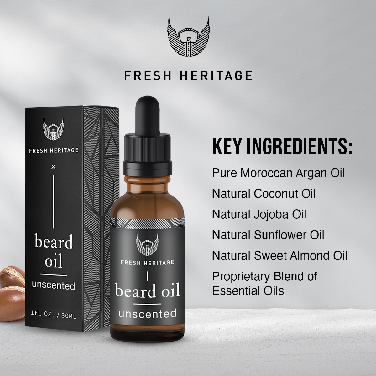 Beard Oil Unscented - Moisturizing & Nourishing Beard Grooming Oil