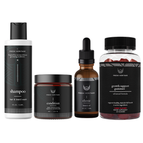 Beard Growth Kit - Beard Wash + Conditioner + Beard Oil + Beard Shampoo & Gummy Vitamins